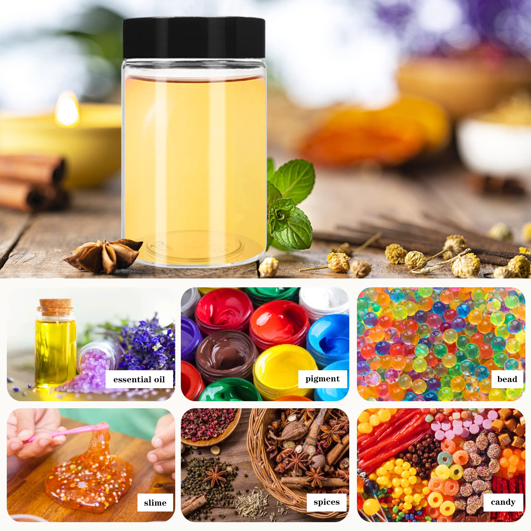 Plastic Jars With Lids 6Oz 42Pcs,Small Cosmetic Slime Containers Clear Travel Round Jars Empty Refillable Sample Containers Leak